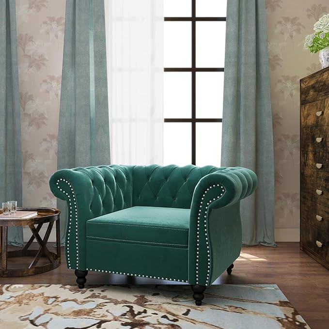 Mid-Century Sofa Chair, Velvet Accent Chair
