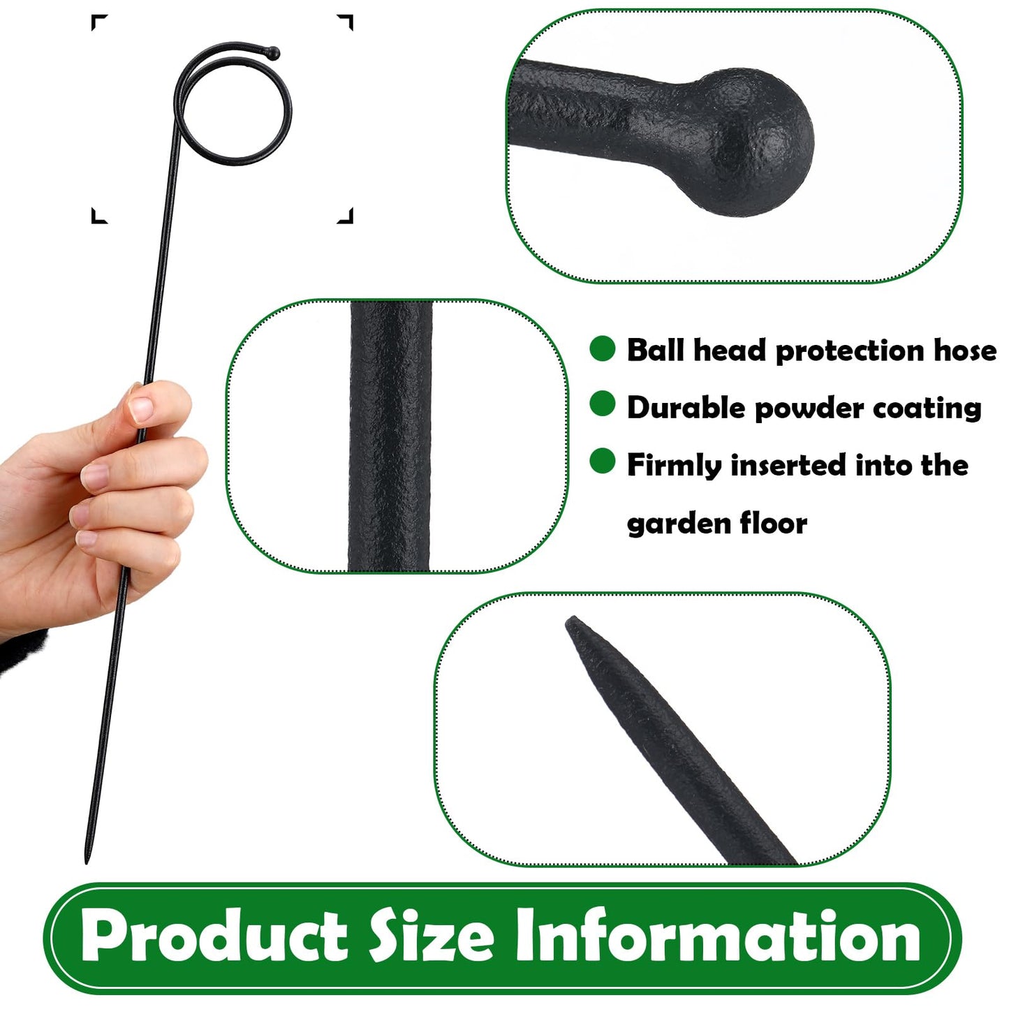Shimeyao 10 Pack 14.5 Inch Ball End Garden Hose Guide Stakes, Heavy Duty Metal Hoses Guard Spike, Holders to Stay Off Grass, Water Pipe Guides for Yard Lawn & Flower Beds to Protect Plants