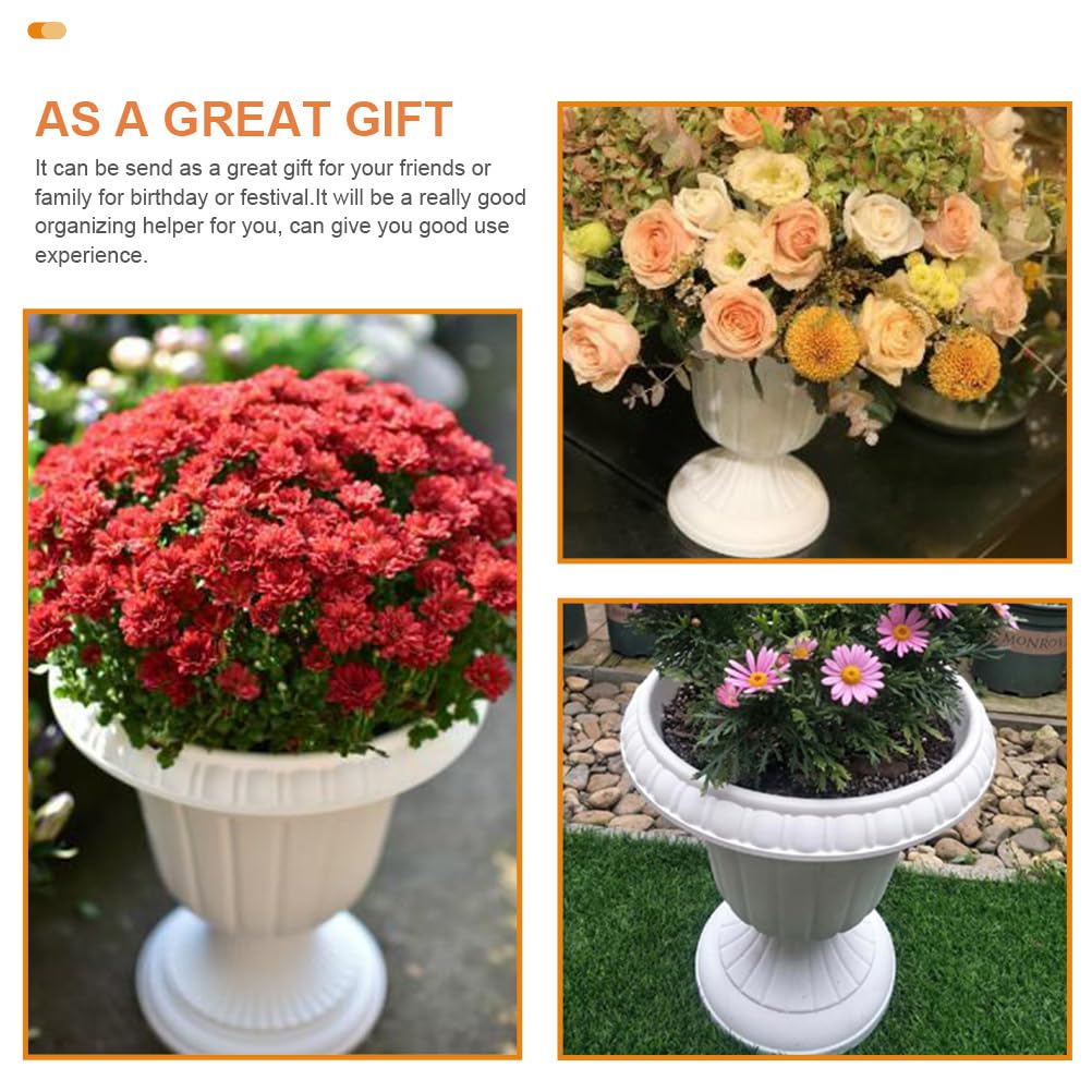 DOITOOL 2 Sets Wedding Road Lead Flower Pot Vintage Style Flower Pot Tall urn Planter Antique Flower pots Roman Plant Pot urn Garden pots Greek Planter Pot Plastic Classic White