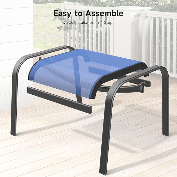 ONBRILL Outdoor Ottoman Set of 2, All Weather Outdoor Foot Stool
