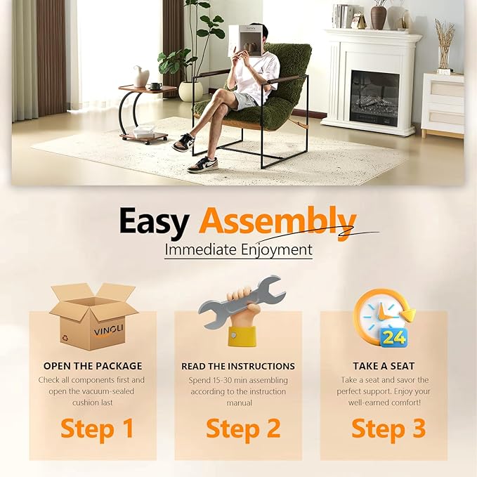 VINGLI 28" Wide Plush Upholstery Sling Modern Accent Chair