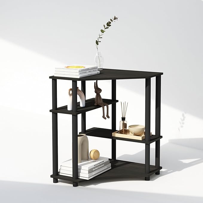 Furinno Turn-N-Tube Storage Shelves, 4-Tier Corner Shelf, Toolless Assembly