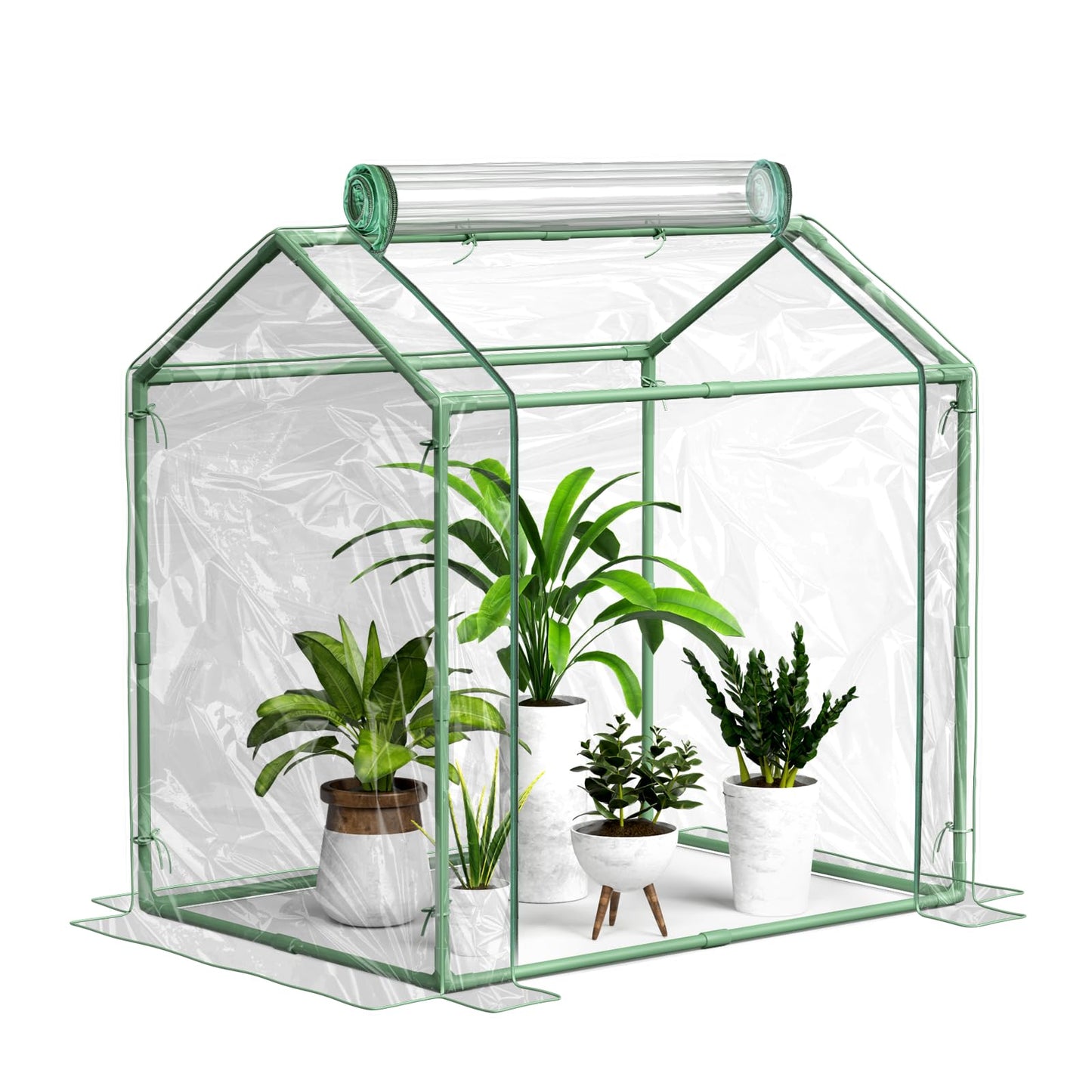 Awvlvwa Mini Greenhouse for Indoor Outdoor Plants, Tabletop Portable Green House with Roll-up Zipper Door ,Small Grow Plant House Tent with Transparent PVC Cover 33.5”(L) x23.2”(W) x32.5”(H)
