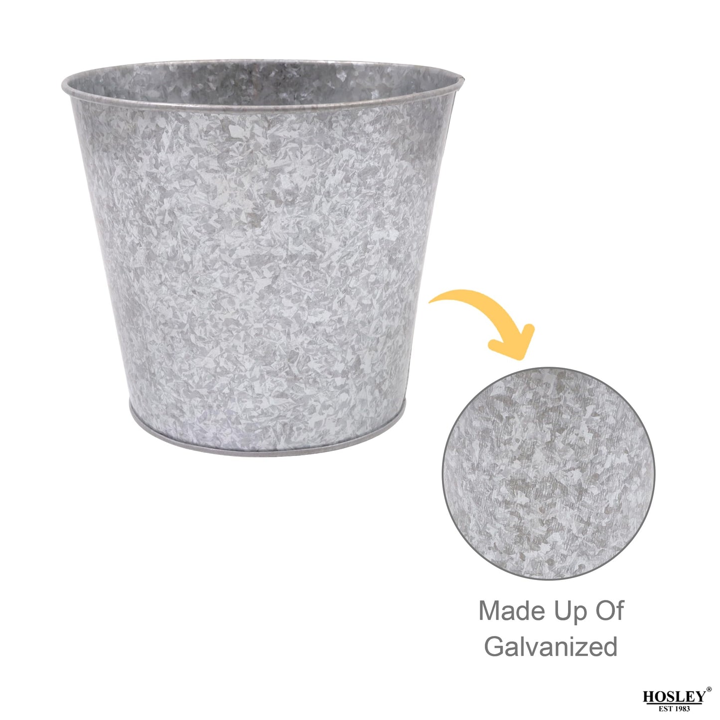 Hosley Set of 2 Galvanized Metal Buckets with Liner – Farmhouse Planters, Floral Arrangements, Storage & Candle Decor Indoor Outdoor Rustic Home Decor Pots