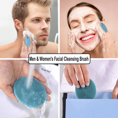 INNERNEED Super Soft Silicone Face Cleanser and Massager Brush Manual Facial Cleansing Scrubber Handheld Wash Pad for Sensitive, Delicate, Dry Skin (Pack of 4)