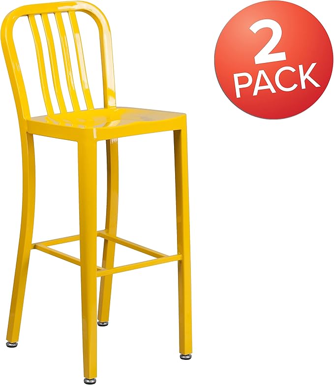 Flash Furniture Gael Commercial Grade 2 Pack 30" High Yellow Metal