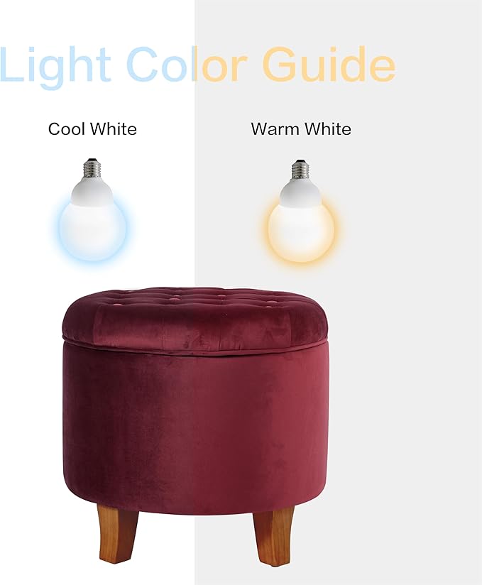 Homepop Home Decor | Upholstered Round Velvet Tufted Foot Rest Ottoman | Ottoman