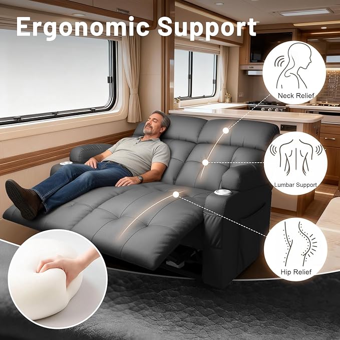 Reclining Loveseat with Pebble Texture Fabric, Loveseat Recliner with USB/Type