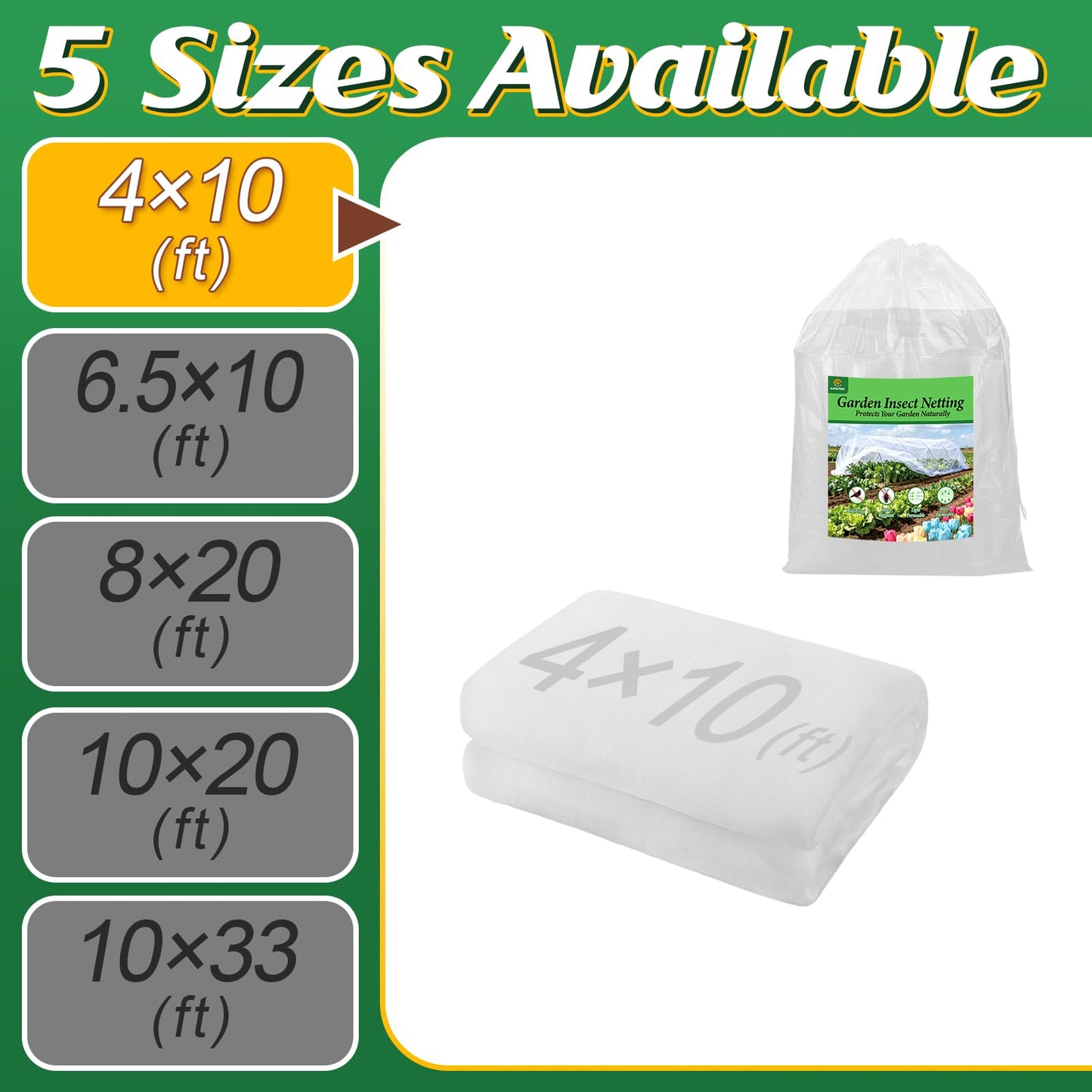 4x10ft Garden Netting - Ultra Fine Mesh Plant Covers to Keep Small Animals Pest Out, Bird Barrier for Protecting Vegetables Fruits Flowers Raised Beds (Without Support Pole)