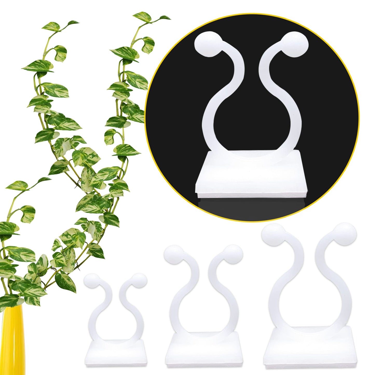 Lasyman Plant Clips-Plant Climbing Wall Fixture Clips 110PCS, Invisible Clips For Climbing Plants，Self-Adhesive plant wall clips For Plant Support, Sticky Plant Fixture Clips Plant Holder For Pothos