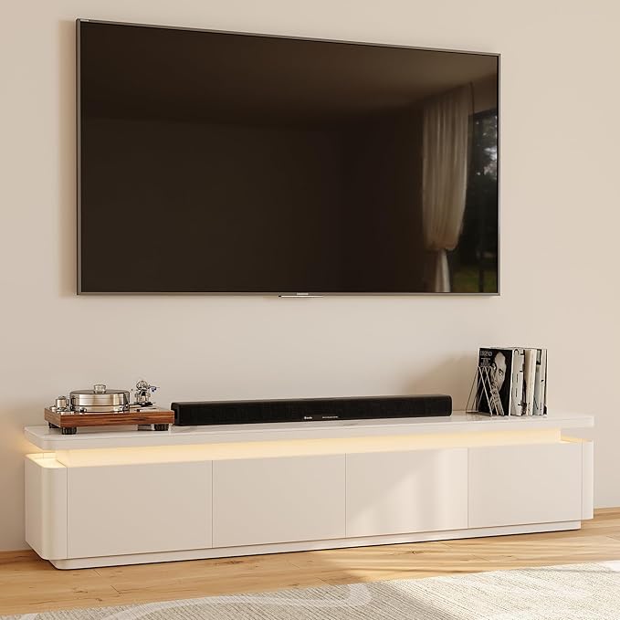 POVISON Fully Assembled 79" Mid-Century Modern TV Stand
