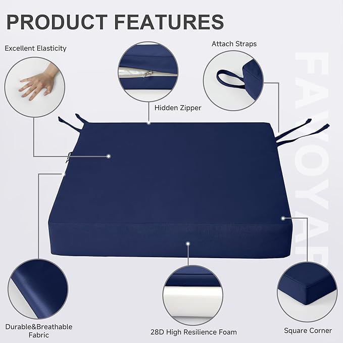 Favoyard Patio Chair Cushions 19 x 19 x 3 Inch Waterproof Outdoor Seat Cushions