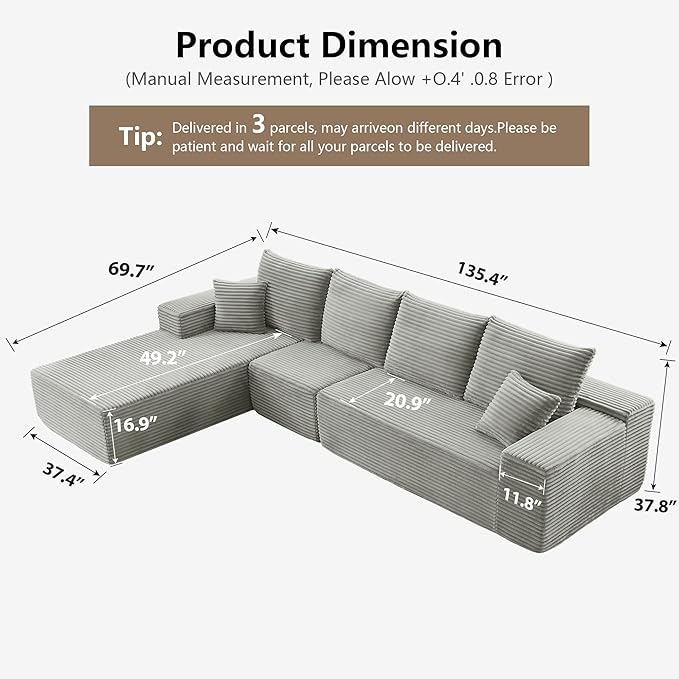 135" Cloud Sectional Couch