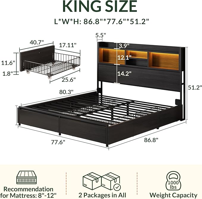 LARMACE King Size Bed Frame