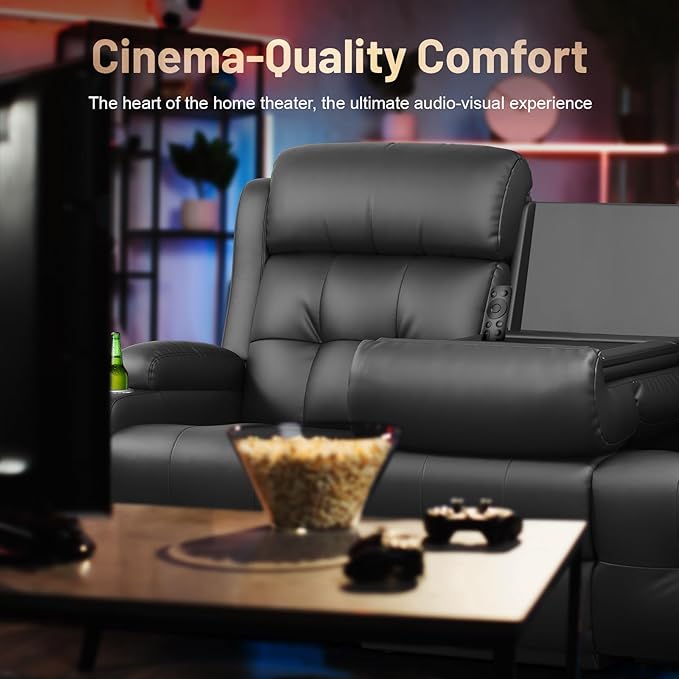 3-Seater Loveseat Recliner Sofa, Home Theater Seating Reclining Couch