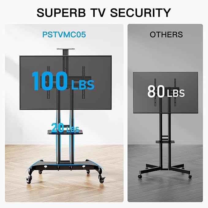 PERLESMITH Rolling TV Stand