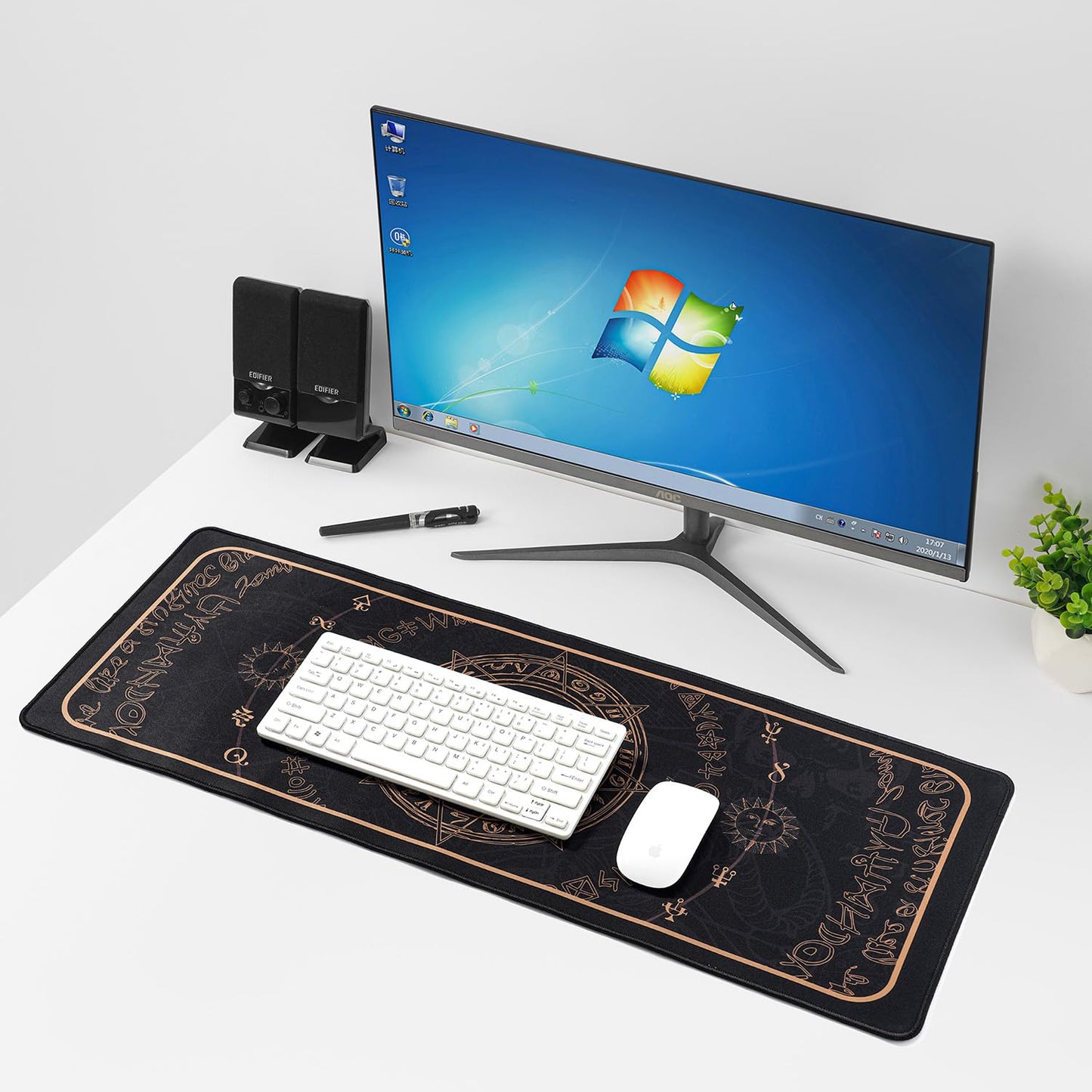 Gold Cool Skull Horror Mouse Pad,Gaming Mouse Pads Goth Desk Accessories, 31.5x11.8x0.12inch Goth Mouse Pad with Non-Slip Rubber Base (Skull)
