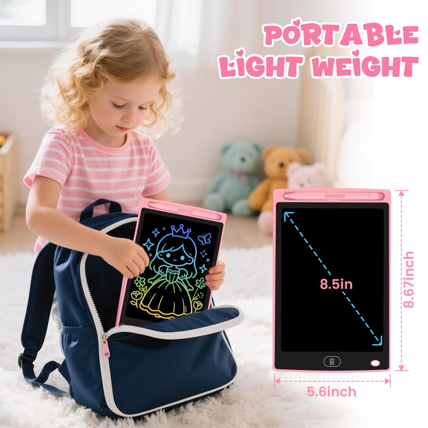 Glochin 20 Pack LCD Writing Tablet for Kids, Erasable and Reusable Toddler Doodle Board in 8.5 inch, Ideal Educational Drawing Pad for Learning Toy for Ages 3-8 Gifts for Girls Boys