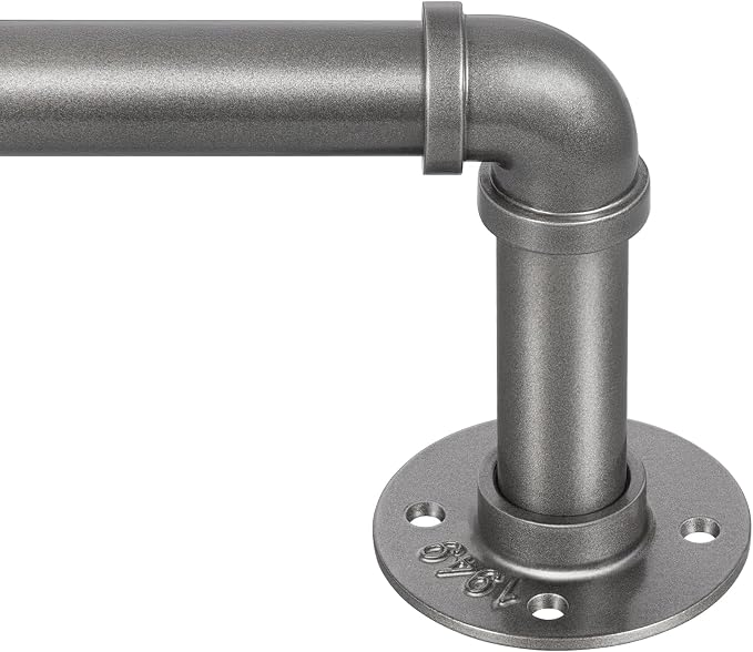 Zeerobee Curtain Rods for Windows 72 to 144, 1 Inch Industrial Wrap Around Grey Curtain Rod, Indoor/Outdoor Room Divider Adjustable Drapery Pole, 72"-144"