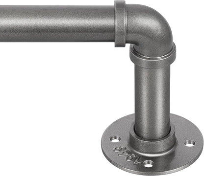 Zeerobee Curtain Rods for Windows 32 to 48, 1 Inch Industrial Wrap Around Grey Curtain Rod, Indoor/Outdoor Room Divider Adjustable Drapery Pole, 32"-48"