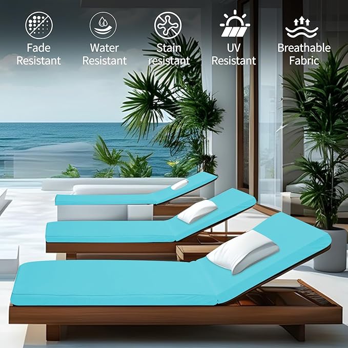 Outdoor Chaise Lounge Cushions for Patio, Lounge Chair Cushions, Waterproof