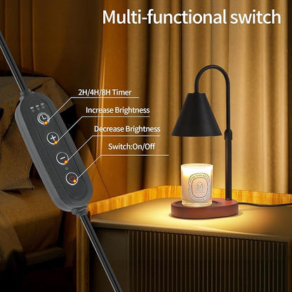 MEIXISUE Black Candle Warmer Lamp with Timer and Dimmer,Mother's Day/Birthday for Mom/Wife,Electric Wax Melt Warmer,Home Decor,Scented Jar Lamp,Adjustable Height,with 2 Bulbs