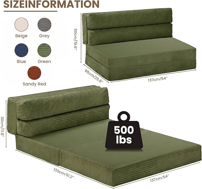 JUIKURY Folding Sofa Bed, Convertible Sleeper Chair
