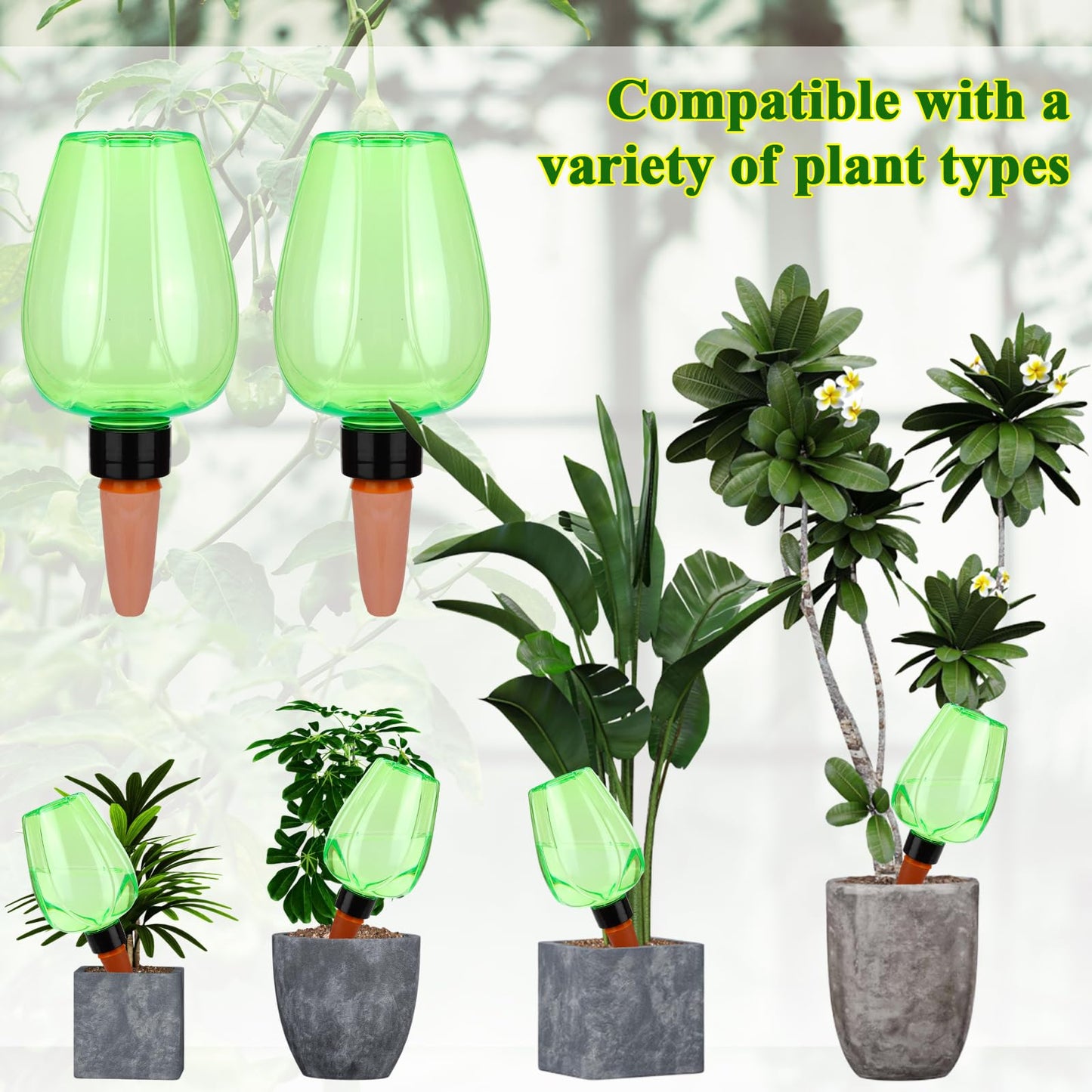 6Pcs 16.9 oz Large Plant Self Watering Globes Top Fill Plastic Water Bulbs Slow Release Terracotta Self Watering Planter Insert Watering Devices System Water Spikes Stakes for Indoor Outdoor Plant