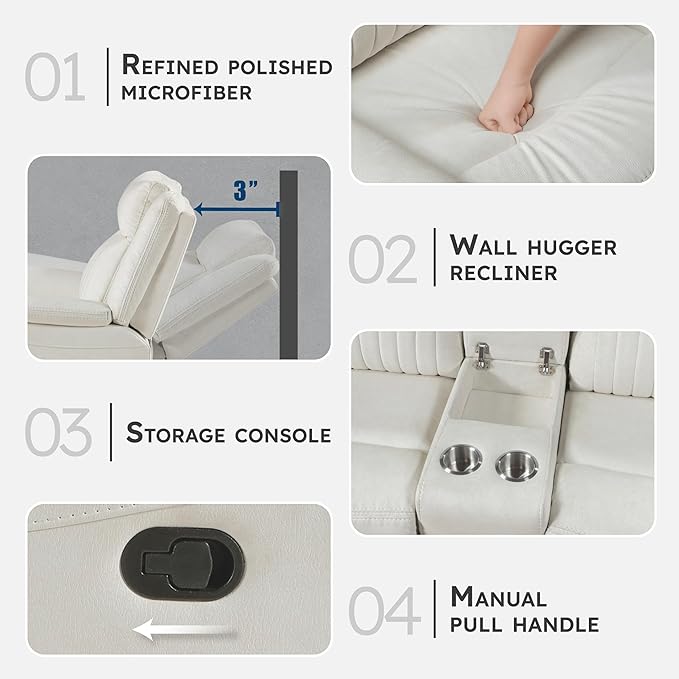 Lexicon Manual Double Reclining Loveseat, Polished Microfiber Manual Wall