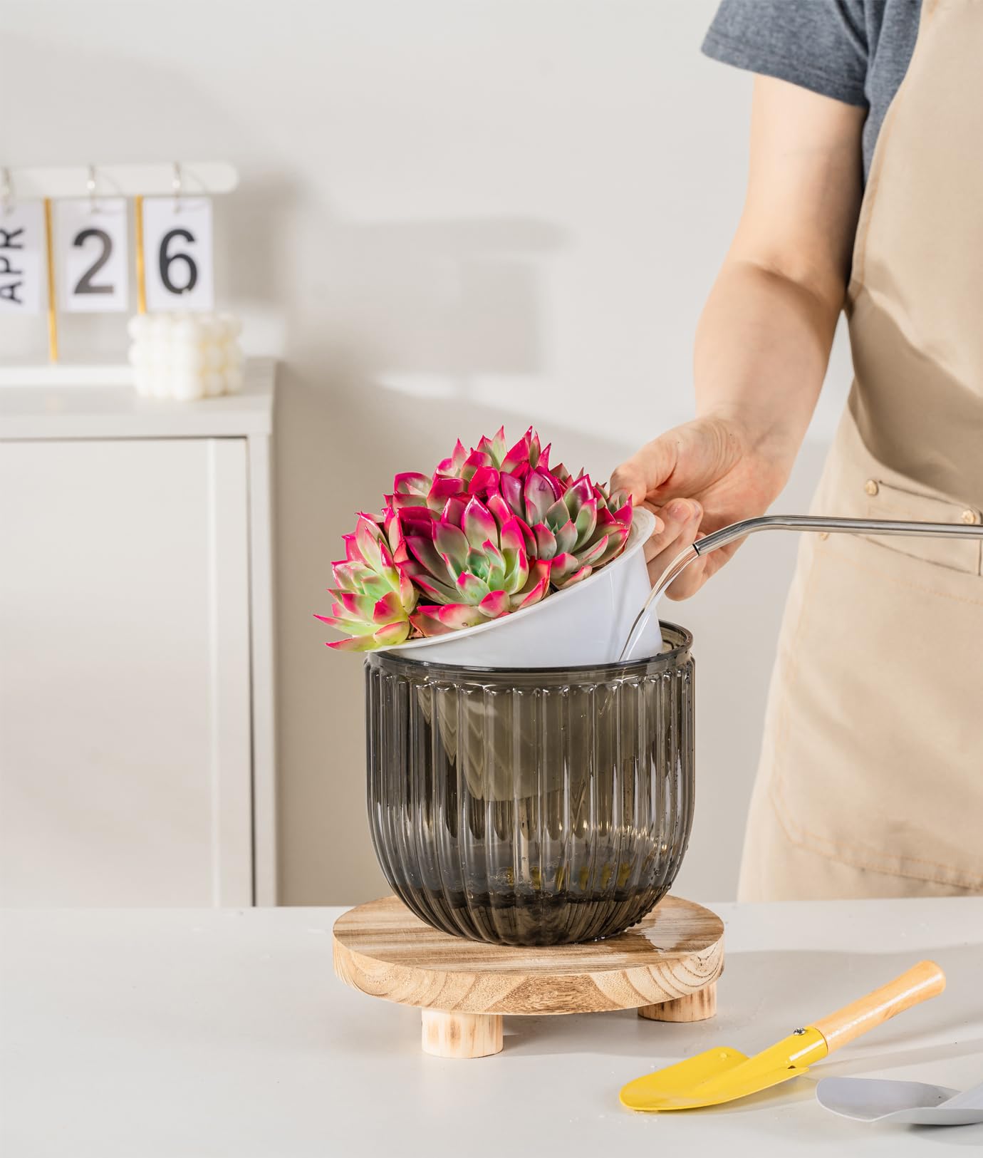 Melphoe Self Watering Pots for Indoor Plants Planter, 6.5/5.3 Inch 2 Pack Planters Self Watering Plant Pots for Flower, Houseplants, Succulent, African Violets and Cactus with Drainage