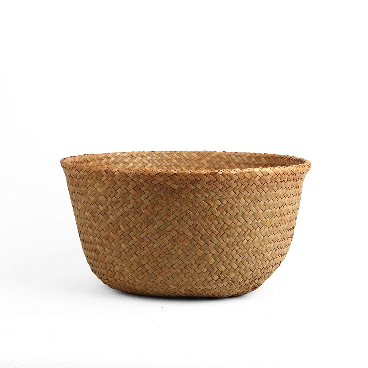 BlueMake Woven Seagrass Belly Basket for Storage Plant Pot and Laundry, Picnic and Grocery Basket (Medium, Original)