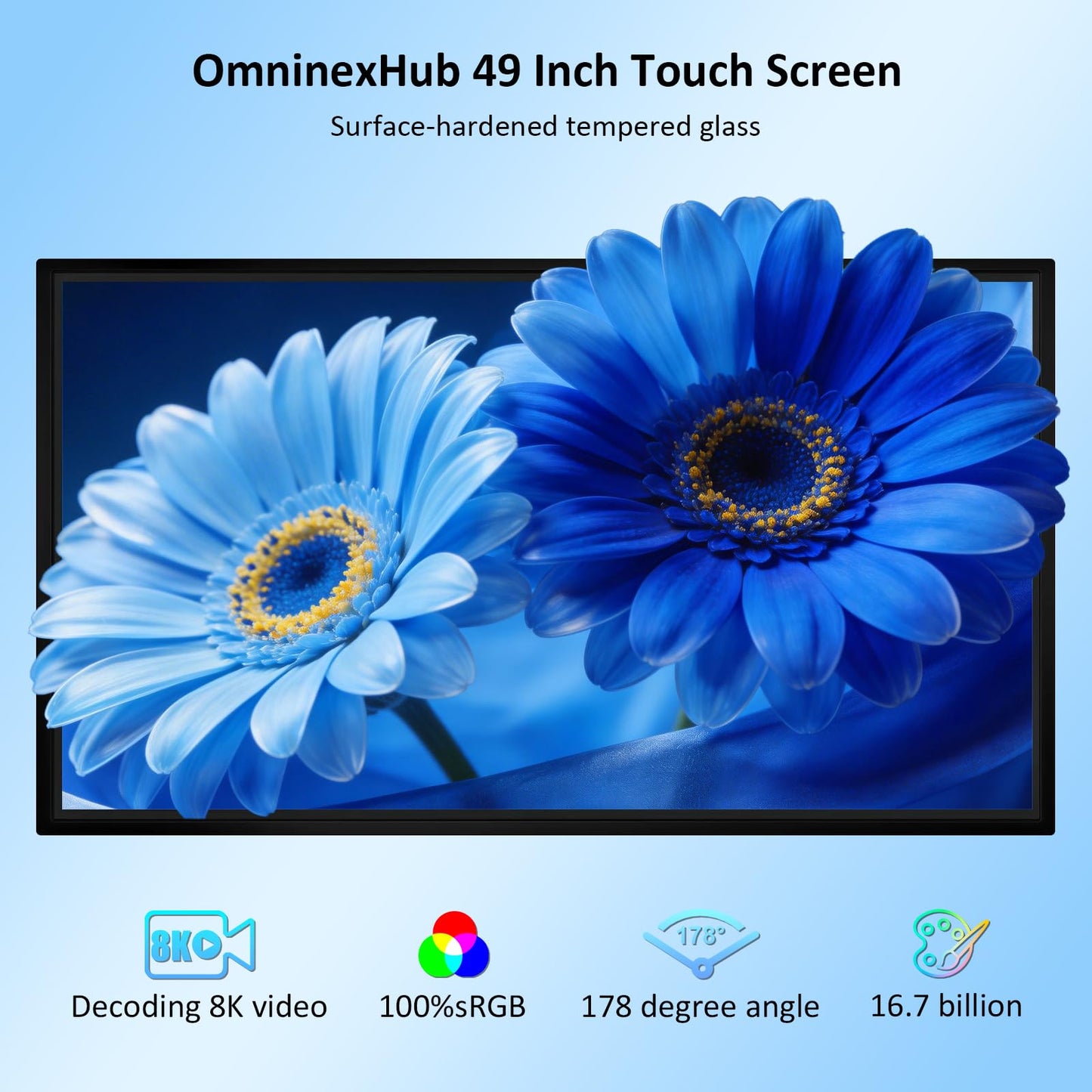 49" Smart Board, Electronic Interactive Smartboard for Classroom, Screen Mirroring, Android iOS 12, Digital Whiteboard for Presention Annotation Live Streaming(Wall Mount Included)
