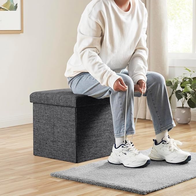 Ornavo Home 2 Pack 15 Inch Folding Storage Ottoman