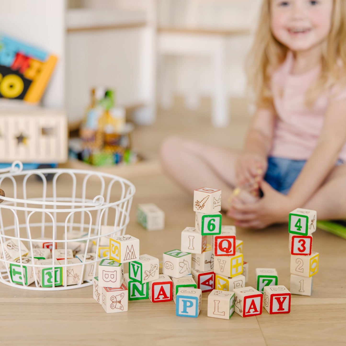 Melissa & Doug Deluxe Wooden ABC/123, 50-Piece Set of Classic Letter & Number Wooden Blocks (1” x 1”) with Storage Pouch, Sorting & Stacking Toys for Kids Ages 2+ (Pack of 12)