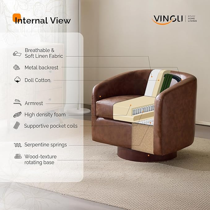 VINGLI 360°Swivel Accent Chair