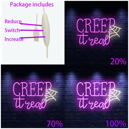 Creep It Real Neon Sign,Halloween Decor