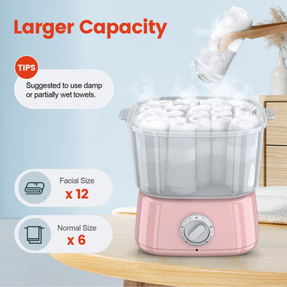 Hot Towel Warmer, Rapid Heating Towel Steamer for Facials can Hold 12 Mini Wet Towels, Portable Mini Towel Warmer for Bathroom,Spa and Salon.
