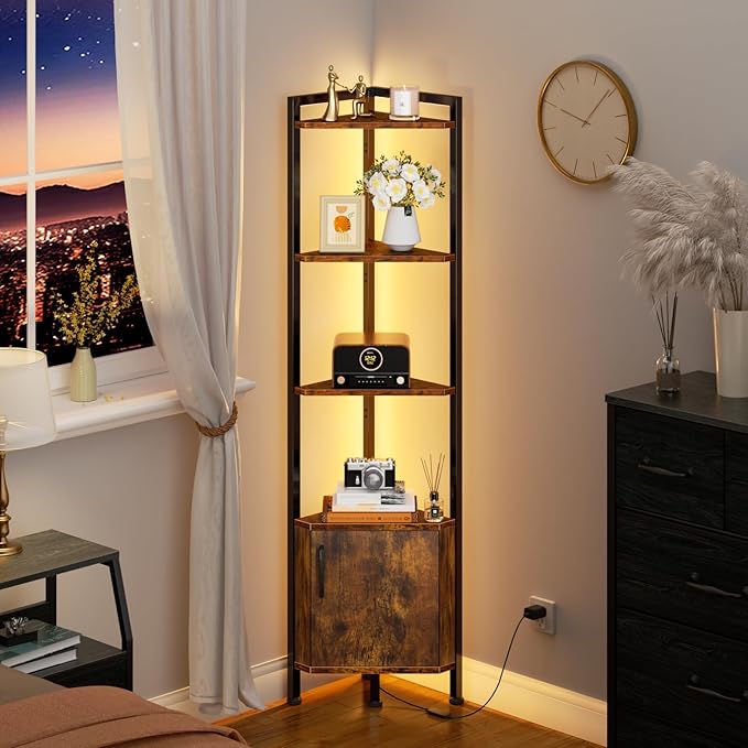 Furnulem Corner Shelf, 5-Tier Corner Cabinet