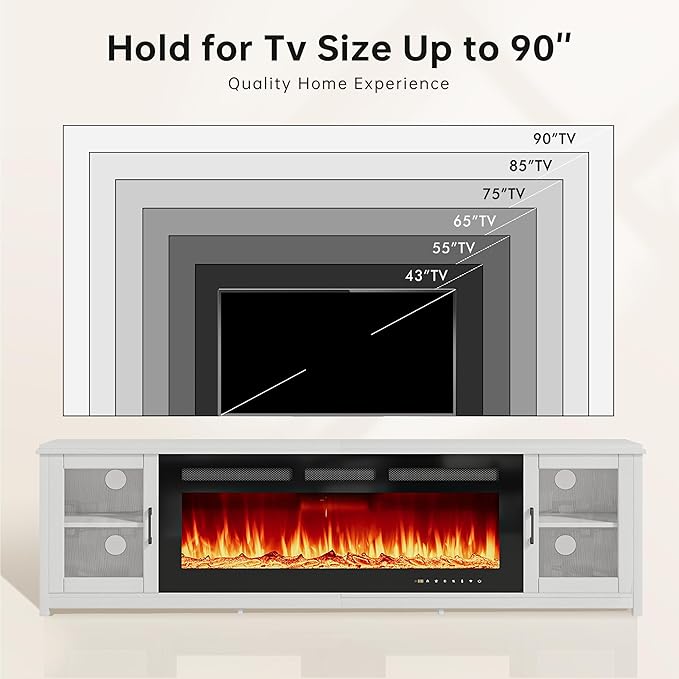 MXV 80" Fireplace TV Stand, Modern Entertainment Center