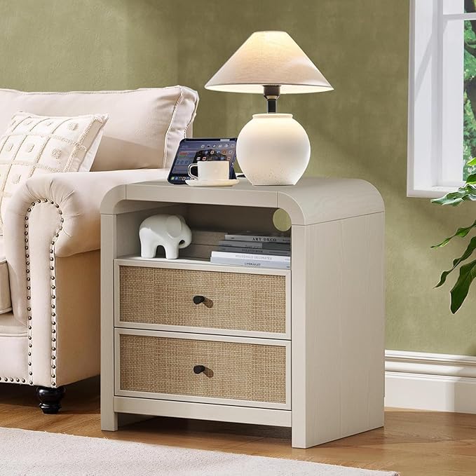 Oak&Sparrow Rattan Nightstand, 23.6'' Rattan End Table