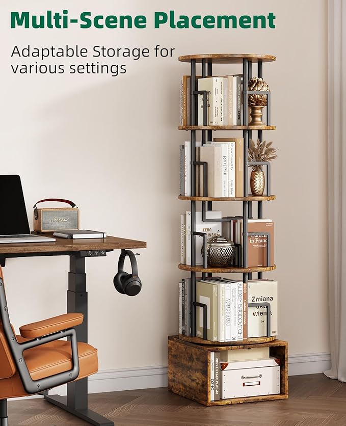 Kalrin 5 Tier Rotating Bookshelf