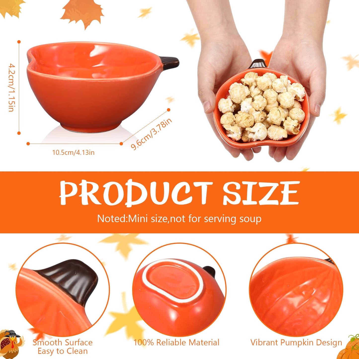 8 Pcs Fall Ramekins 6 oz Oven Safe Pumpkin Ceramic Ramekins Small Creme Dishes Dipping Pumpkins Baking Dish Thanksgiving Pumpkin Shaped Bowl Plates for Kitchen Party Snack Serving Dip Sauce Condiments