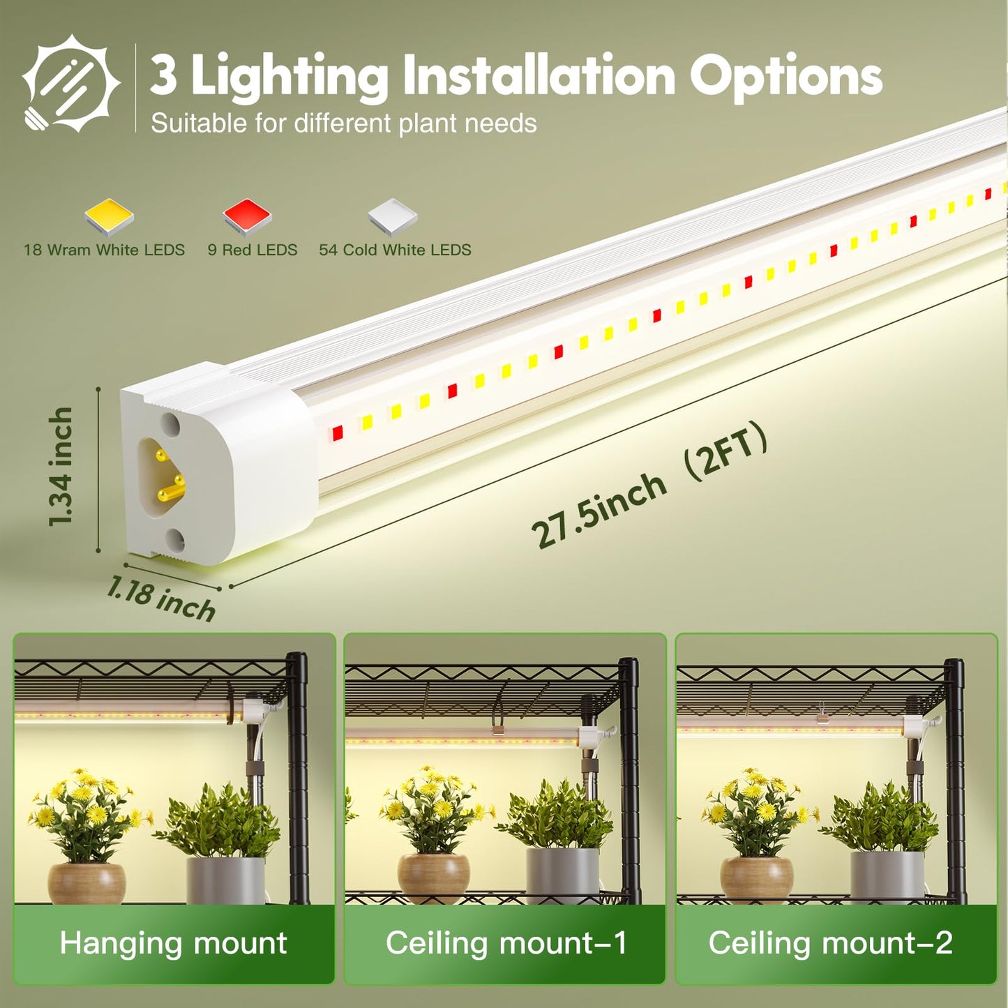 FREELICHT DIY Plant Shelf with Grow Light, 5-Tier, 2FT 5000K 120W(4x30W), Full Spectrum, Metal Plant Stand with Adjustable Rack and Wheel, LED Grow Lights with Timer for Seed Starting 35.4x13.8x61.5IN