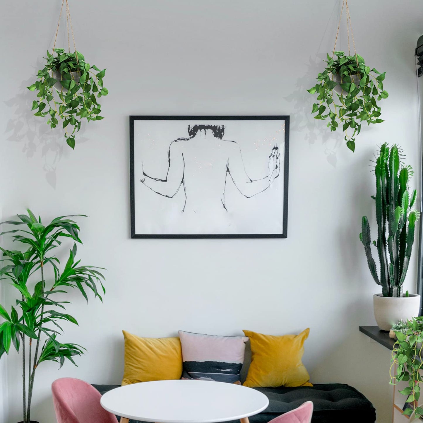 TNNTOPELE Hanging Plant Fake Plants with Pots, 2 Pack Artificial Plants, Faux Anthurium Leaf Basket for Wall Home Room Indoor Outdoor Decor