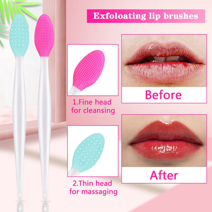 5PCS Silicone Scrubber Set, Lip & Face Cleansing Brush and 2PCS Exfoliating Face Brush for Men & Women