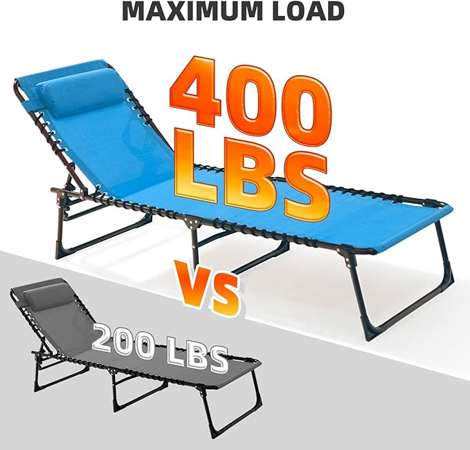 Folding Chaise Lounge Chair Bed Set of 2