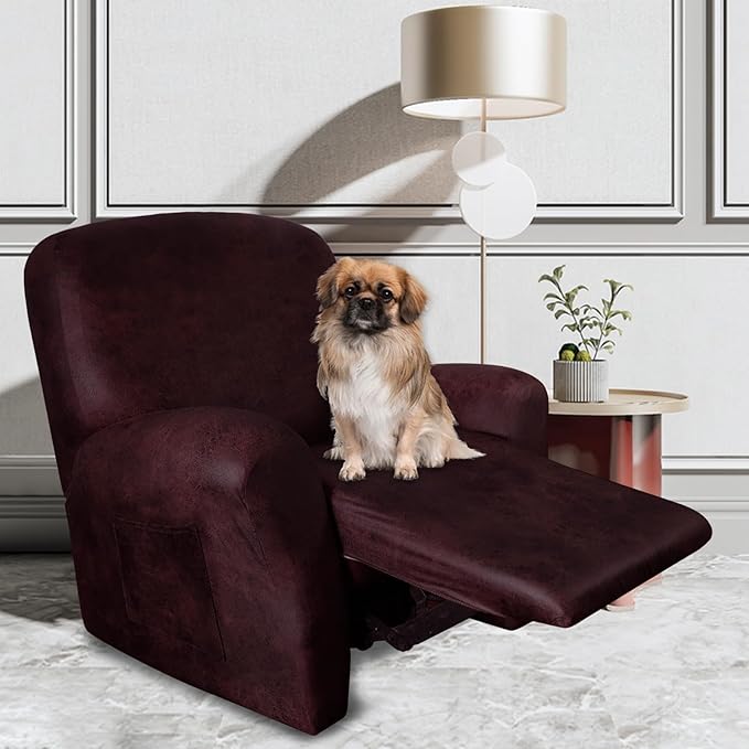 ANARACHON Leather Like Recliner Chair Covers Heavy Duty, 4 Pieces Recliner Cover