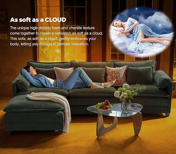 ELUCHANG 116" Luxury Modular Sectional Sofa, Comfy Deep Seat Cloud Couch