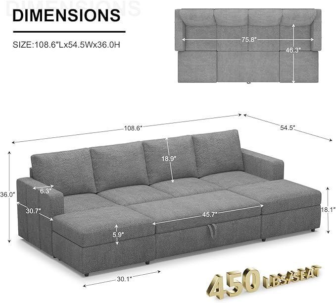 Belffin Modular Sectional Sleeper Sofa Bed