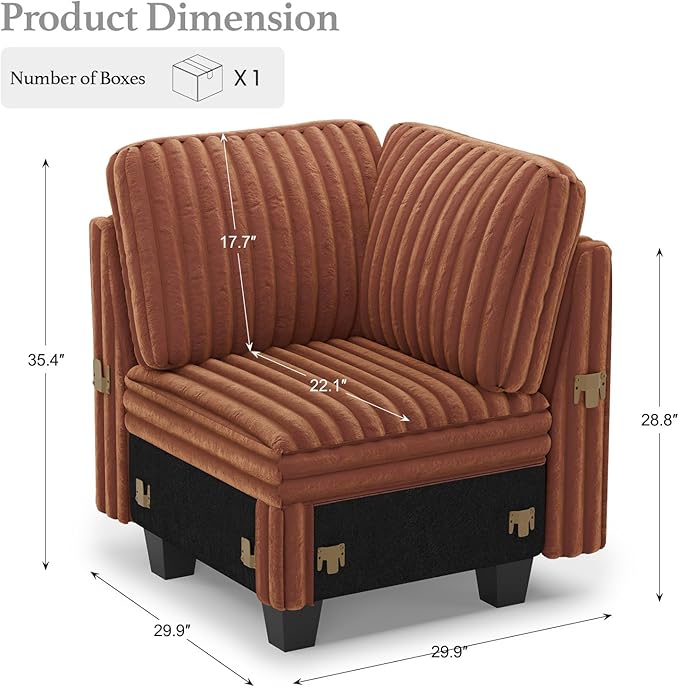 Belffin Corduroy Corner Seat for Modular Sofa Sectional Couches for Living Room